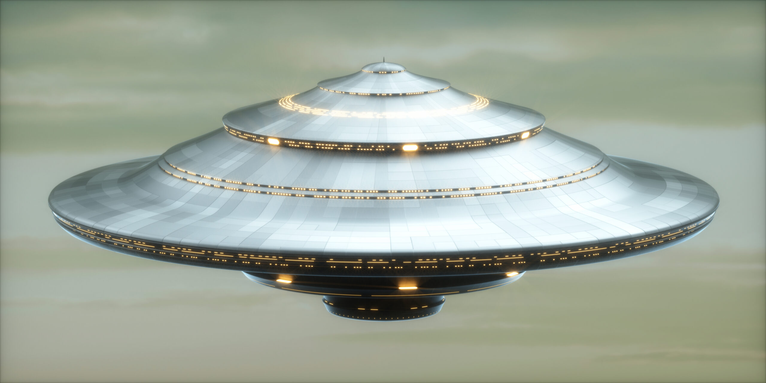 3D illustration. Alien spaceship with clipping path included.